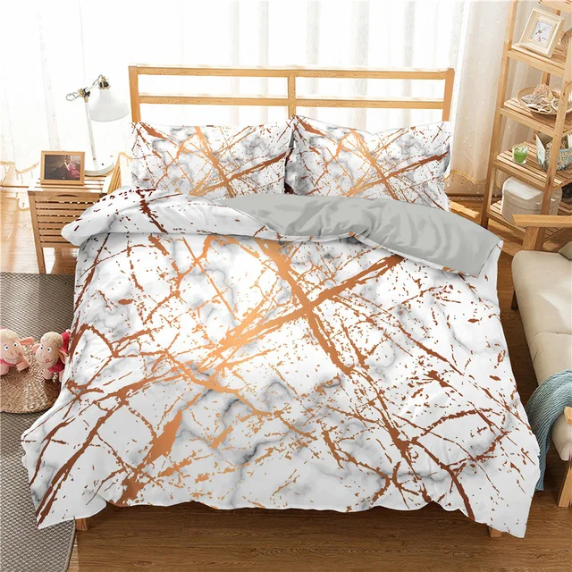 

Marble Pattern Printed Duvet Cover Single Twin Double Full King Size Fashion Bedding Sets With Pillow Case Bedroom Textiles