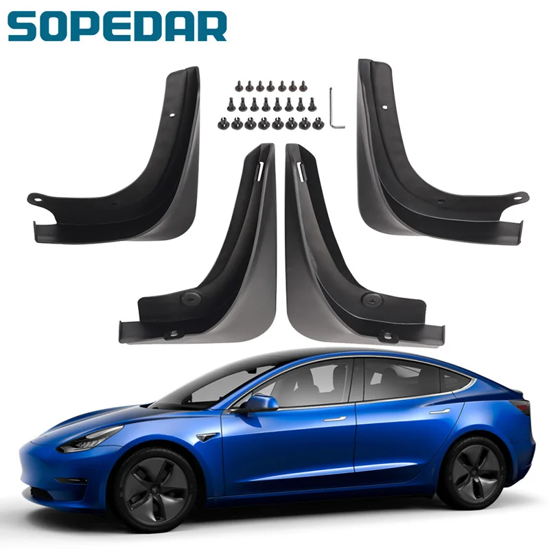 SOPEDAR 4 Pcs Car Mudguard For Tesla Model 3 2016-2019 Front/Rear Fender Accessories Auto Splash Guard Paneling Snow Mud Flaps
SOPEDAR 4 Pcs Car Mudguard For Tesla Model 3 2016-2019 Front/Rear Fender Accessories Auto Splash Guard Paneling Snow Mud Flaps