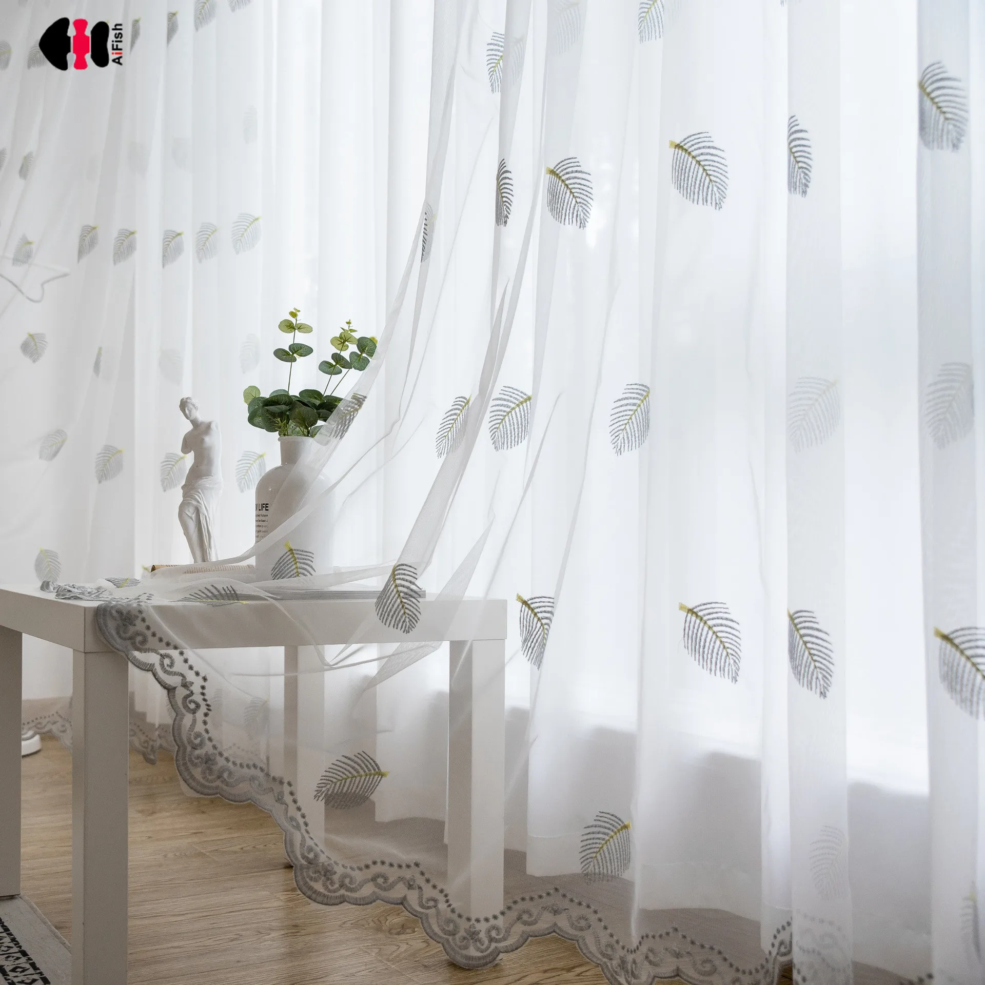 Pastoral leaves Sheer Curtain for Living Room Delicate Lace Bottom Custom Made French Window Treatment Panels M093c
Pastoral leaves Sheer Curtain for Living Room Delicate Lace Bottom Custom Made French Window Treatment Panels M093c