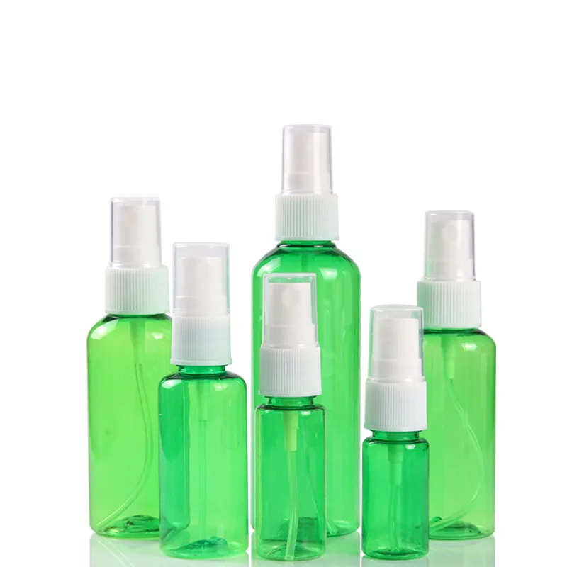 

100PCS*10/20/30/50/60/100ML Empty Green Plastic Spray Pump Bottle Sample Liquid Refillable Fine Mist Atomizer Cosmetic Container