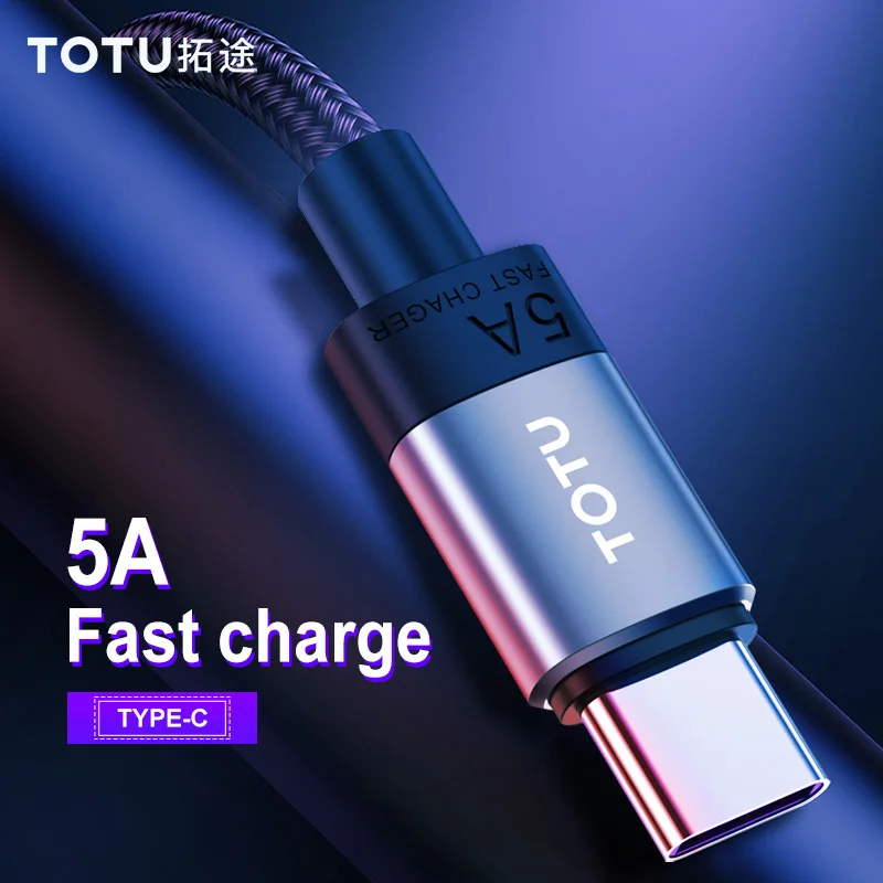 Фото TOTU 5A Type c USB Cable For Huawei P30 xiaomi mi 8 9 10 Pro A3 Samsung A51 S9 QC4.0 Fast Charging Phone Charger C Data Cord | Мобильные