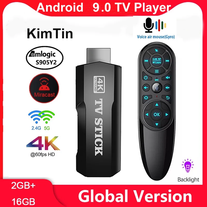 

Smart 4K TV Stick Android 9.0 TV BOX Amlogic S905Y LPDDR4 2GB RAM 16GB ROM BT 4.2 TV Dongle 2.4G 5G Wifi Google Assistant Player