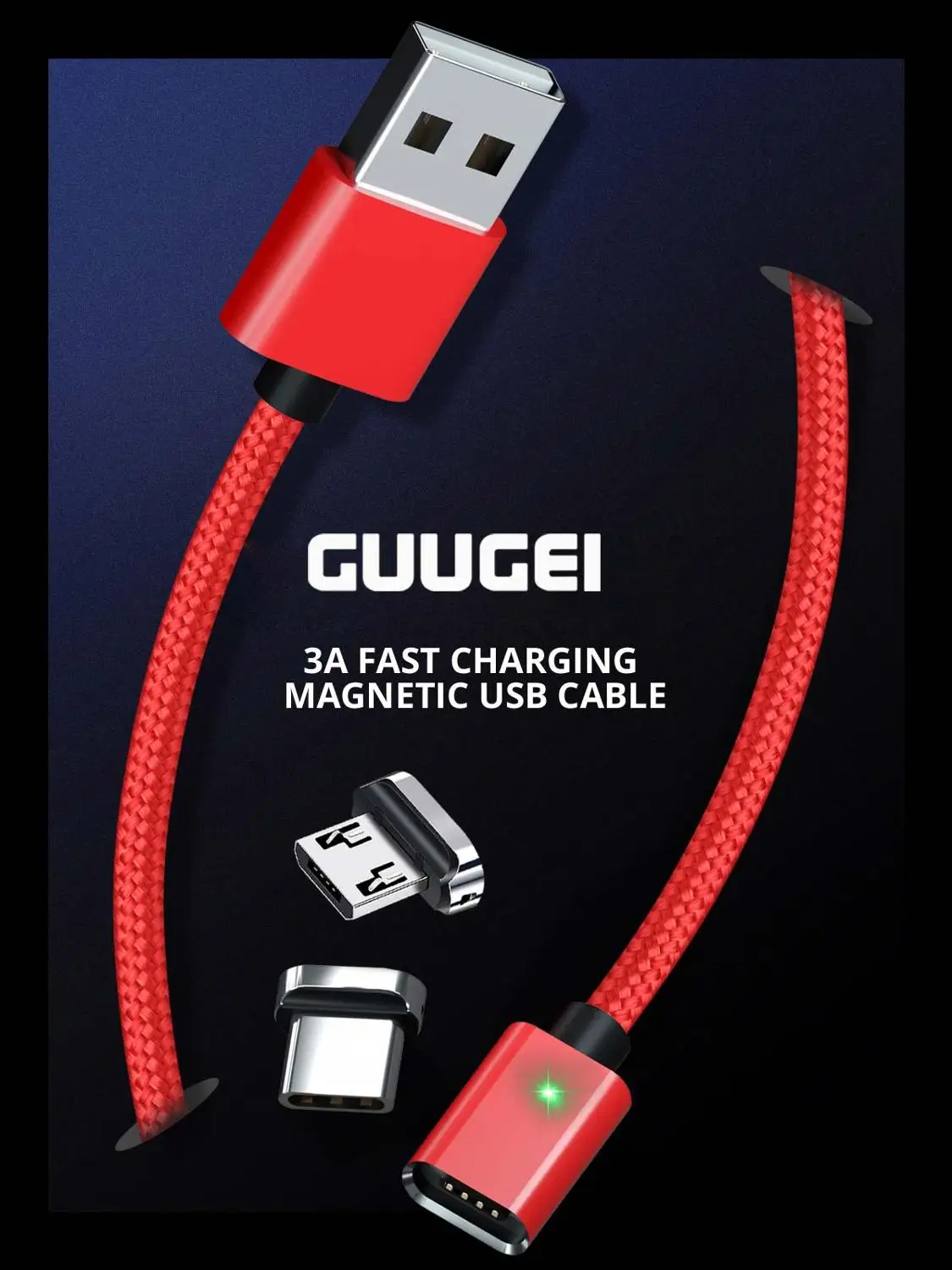 GUUGEI Cable Magnetic Type C Micro USB Cable Quick Charge Charging Cord Led Sync Magnet Data Wire For Android Mobile Phone Cable
GUUGEI Cable Magnetic Type C Micro USB Cable Quick Charge Charging Cord Led Sync Magnet Data Wire For Android Mobile Phone Cable