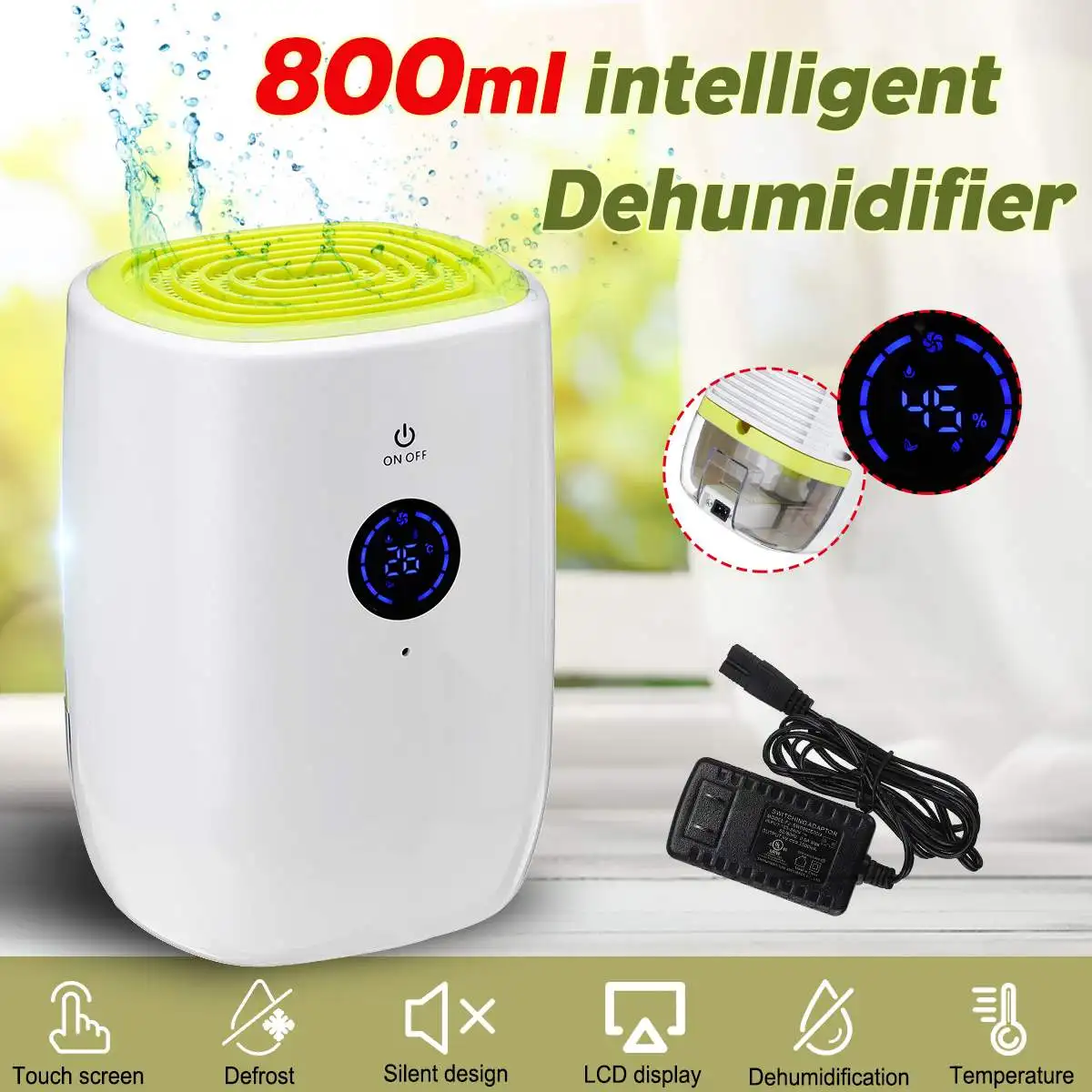 800ML Electric Air Dehumidifier Mini Portable Air Dehumidifier for Home LED Display Electric Room Dehumidifier Purifier Machine
800ML Electric Air Dehumidifier Mini Portable Air Dehumidifier for Home LED Display Electric Room Dehumidifier Purifier Machine