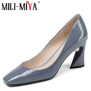 MILI-MIYA Genuine Leather Square High Heels Slip-on Solid Woman Concise Spring/Autumn Pumps High quality Handmade Big Size 33-43
MILI-MIYA Genuine Leather Square High Heels Slip-on Solid Woman Concise Spring/Autumn Pumps High quality Handmade Big Size 33-43