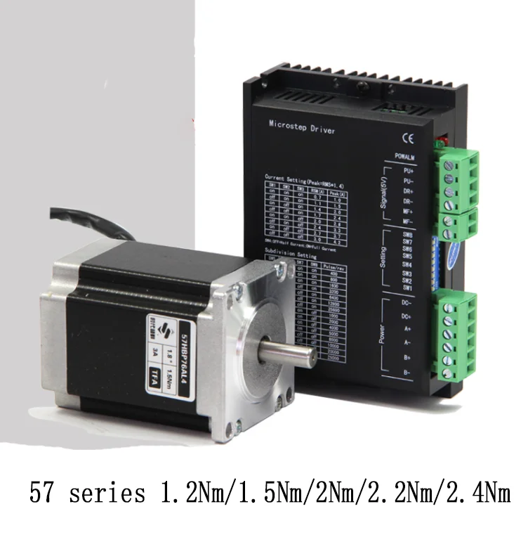 Two-phase 57 stepper motor series set + driver 1.2/1.5/2/2.2/2.4Nm Shaft diameter: 8mm
Two-phase 57 stepper motor series set + driver 1.2/1.5/2/2.2/2.4Nm Shaft diameter: 8mm