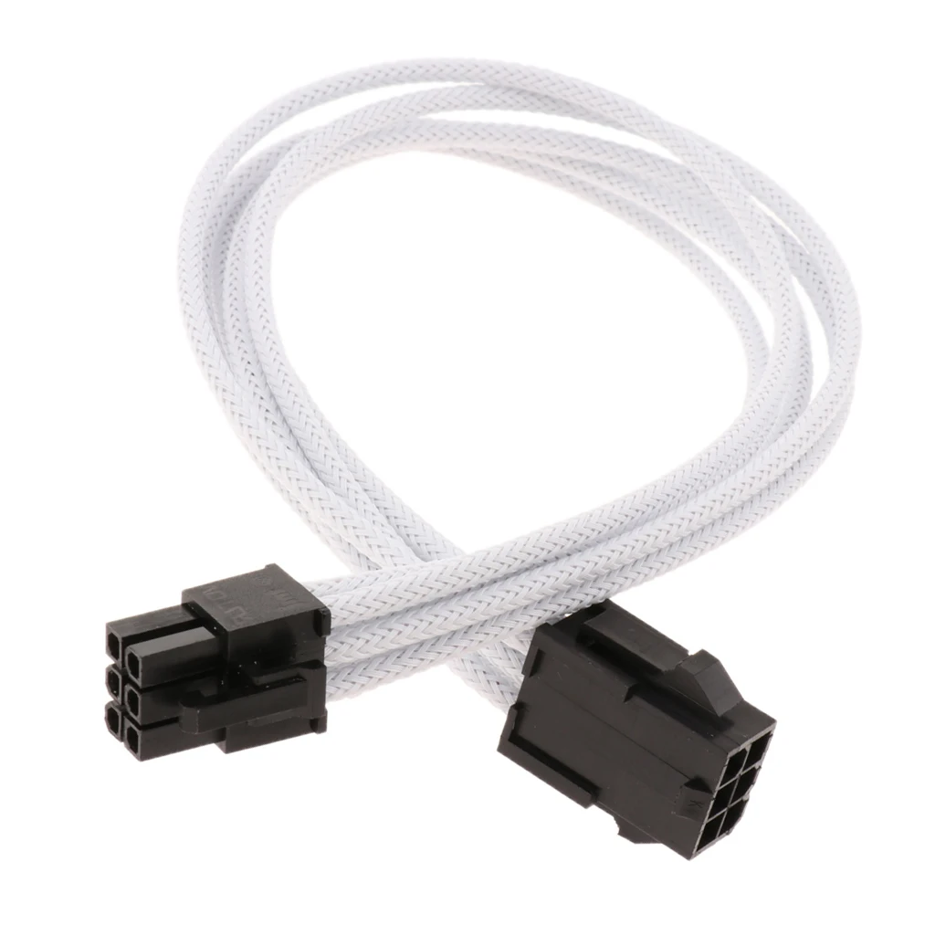6Pin PCIe Male To Female PSU Power Extension Cable 18AWG Pure Copper Tin Plated PSU Cord with Latch (White) 6Pin PCIe Male To Female PSU Power Extension Cable 18AWG Pure Copper Tin Plated PSU Cord with Latch (White)