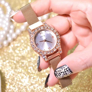 Shining Crystal Women Luxury Fashion Watches Gold Stainless Steel Mesh Strap Quartz Watch Magnet Buckle Ladies Wristwatches
Shining Crystal Women Luxury Fashion Watches Gold Stainless Steel Mesh Strap Quartz Watch Magnet Buckle Ladies Wristwatches