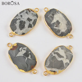 BOROSA Gold Plating Septarian Gronatites Stone Connector for Bracelet Wholesales Natural Stone Pendant for Necklace Making G2001
BOROSA Gold Plating Septarian Gronatites Stone Connector for Bracelet Wholesales Natural Stone Pendant for Necklace Making G2001