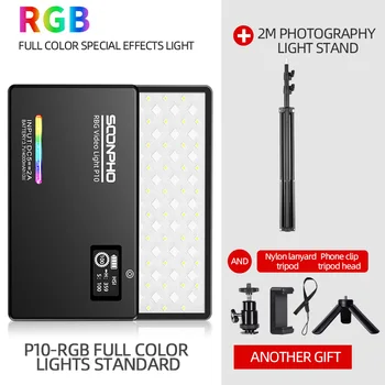soonpho P10 8W 2500K-8500K CRI 95+ 4000mAh Built-in battery RGB LED Video Light + 2m Light Stand + Mini stand + Phone Clip
soonpho P10 8W 2500K-8500K CRI 95+ 4000mAh Built-in battery RGB LED Video Light + 2m Light Stand + Mini stand + Phone Clip