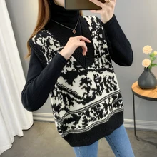 Women's V-neck Plaid Knitted Vest Pullover Tops Autumn 2021 Black Beige Casual Pull Femme Sleeveless Knitwear Sweater Waistcoat
Women's V-neck Plaid Knitted Vest Pullover Tops Autumn 2021 Black Beige Casual Pull Femme Sleeveless Knitwear Sweater Waistcoat