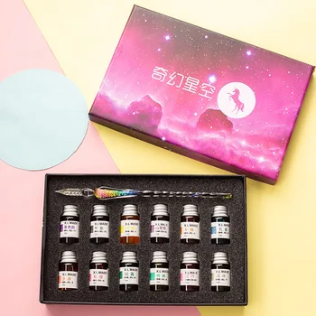 Gift Fountain Stationery Glass Calligraphy With 12 Colors Ink Crystal Dip Pen Set Vintage Doodling Signatures For Art Writing
Gift Fountain Stationery Glass Calligraphy With 12 Colors Ink Crystal Dip Pen Set Vintage Doodling Signatures For Art Writing