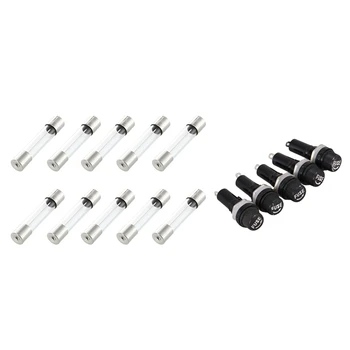 

New 10 Pcs Fast Blow Type Glass Tube Fuses 6X30mm 250V 10A & 5 Pcs AC 125V 15A 6 x 30mm Panel Mount Fuse Holder