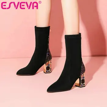 ESVEVA 2021 Crystal Slip On Elegant Classic Square High Heel PU+Flock Ankle Boots Platform Women Boots Shoes Boots Size 34-39
ESVEVA 2021 Crystal Slip On Elegant Classic Square High Heel PU+Flock Ankle Boots Platform Women Boots Shoes Boots Size 34-39