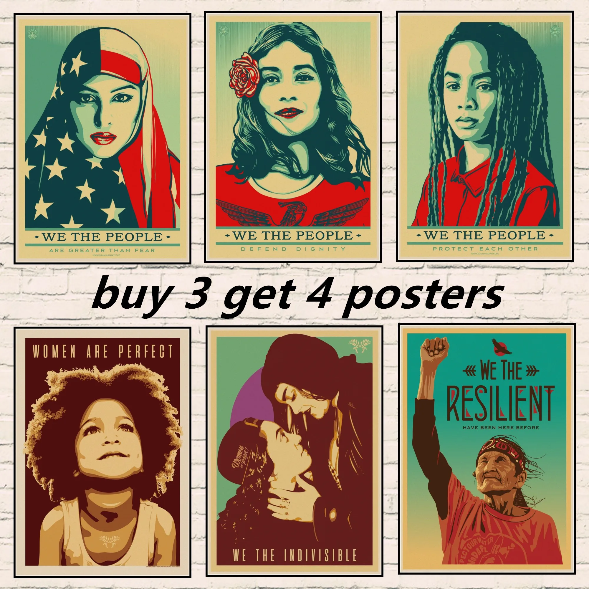 Power Equality War Art Peace Pop Retro Posters We The People Future Home Decor Prints Wall Kraft Paper | Дом и сад