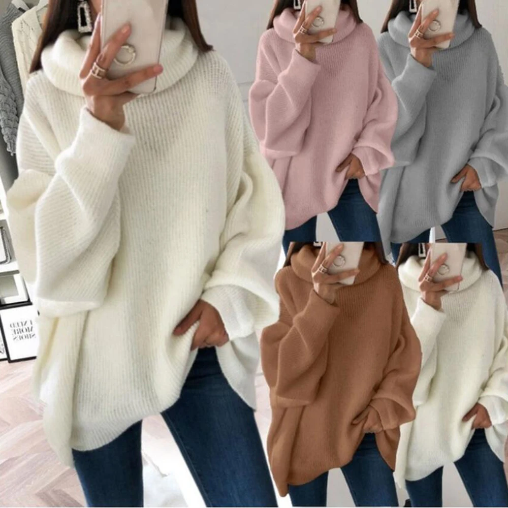 Women Turtleneck Knit Sweater Warm Scarf Collar Pullover Pullover Long Sleeve Casual Loose Autumn Winter Solid Sweaters 2019
Women Turtleneck Knit Sweater Warm Scarf Collar Pullover Pullover Long Sleeve Casual Loose Autumn Winter Solid Sweaters 2019