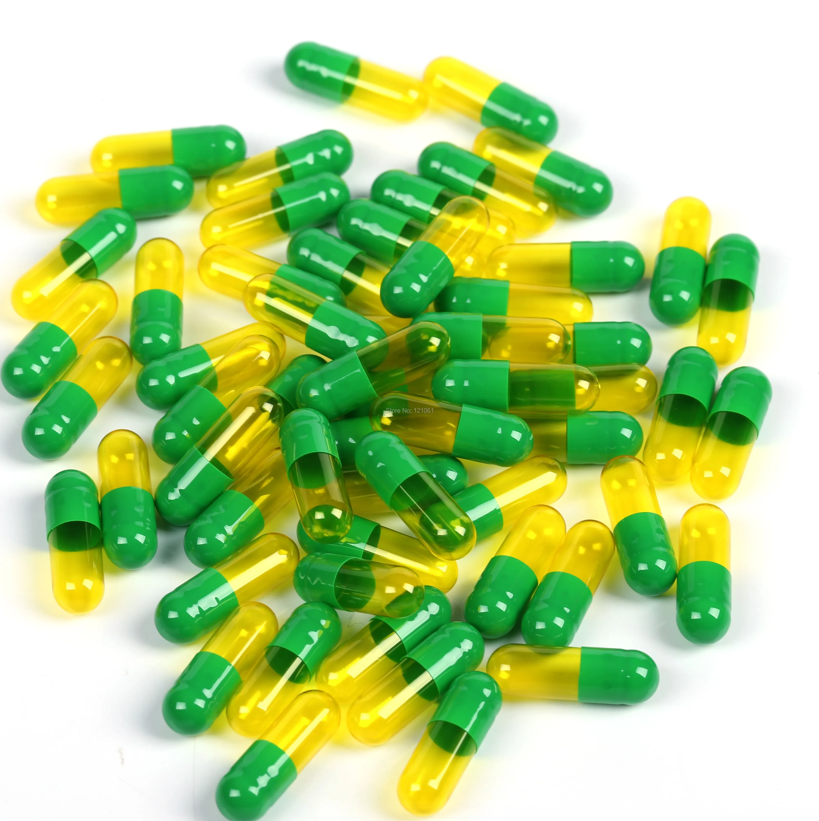 

0# Capsules 1,000pcs! Green- Yellow Translucent Colored Hard Gelatin Empty capsule size 0(,joined or seperated capsules size 0)