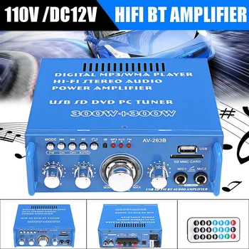 110V/12V 600W 2CH HIFI Power Amplifier Audio Theater Sound System FM Stereo Radio bluetooth Mini Amplifiers for Car/Home
110V/12V 600W 2CH HIFI Power Amplifier Audio Theater Sound System FM Stereo Radio bluetooth Mini Amplifiers for Car/Home