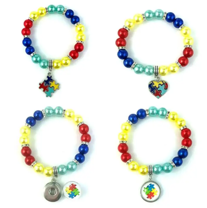 4 Style Pearl Rhinestone Interval Elastic Bracelet Colorful Autism Heart Awareness Jigsaw Puzzle Pieces charm Bracelet Bangle
4 Style Pearl Rhinestone Interval Elastic Bracelet Colorful Autism Heart Awareness Jigsaw Puzzle Pieces charm Bracelet Bangle