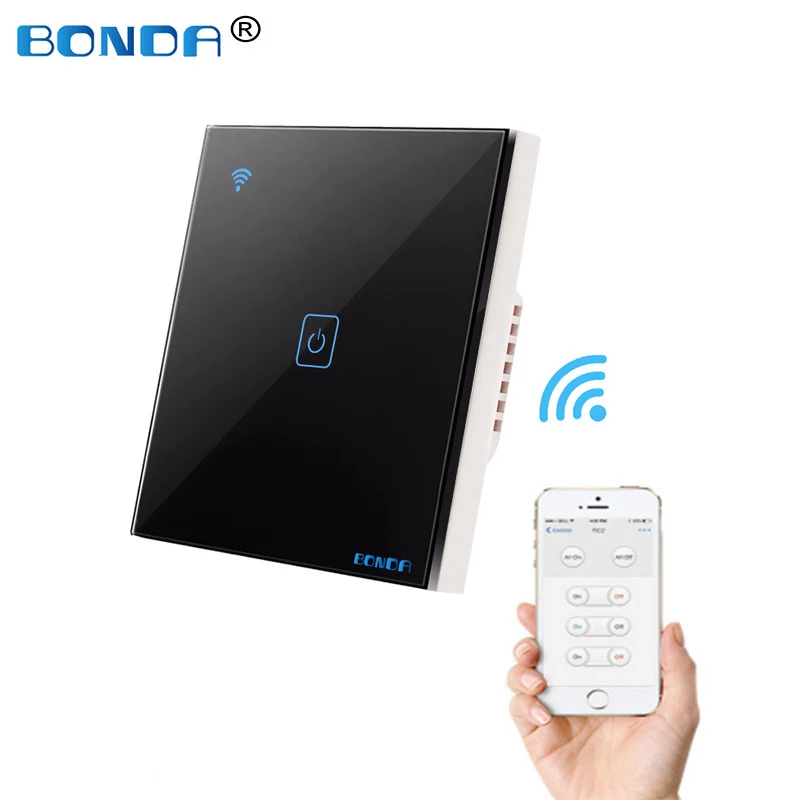 BONDA стандарт ЕС 1/2/3 банды WiFi сенсорный выключатель умный настенный одинарная