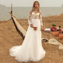 Sexy Illusion V-Neck Wedding Dress Appliques Organza Court Train Full Lace Sleeves A-Line Robe De Mariée Bride Gown Hot Sale 
Sexy Illusion V-Neck Wedding Dress Appliques Organza Court Train Full Lace Sleeves A-Line Robe De Mariée Bride Gown Hot Sale