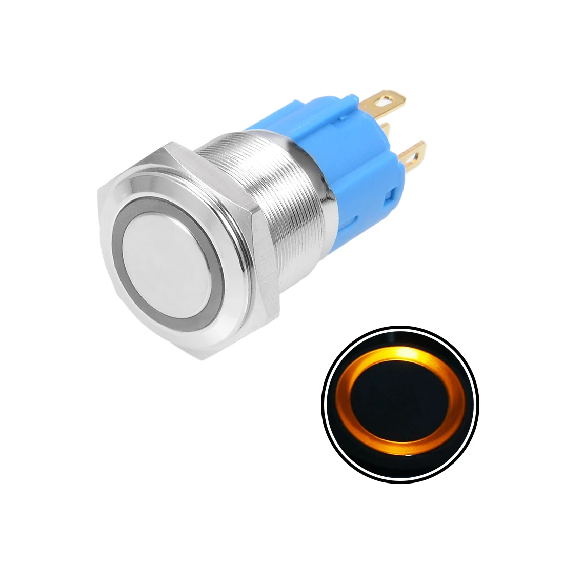 

uxcell Momentary Metal Push Button Switch 16mm Mounting Dia 3A 1NO 1NC 24V Yellow LED Light