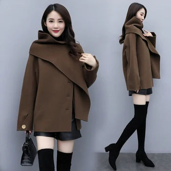 Pure Colour Wool Women Coats And Jackets Batwing Sleeve Cloak Turtleneck Overcoat Casaco Feminino Coat Female Elegant Jacket 
Pure Colour Wool Women Coats And Jackets Batwing Sleeve Cloak Turtleneck Overcoat Casaco Feminino Coat Female Elegant Jacket