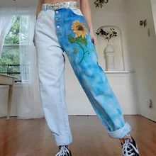 Women's High-waist Printed Jeans Overalls Fashion Printed Stitching Boyfriend and Mom Loose Jeans Full-length Trousers Y2k Jeans
Women's High-waist Printed Jeans Overalls Fashion Printed Stitching Boyfriend and Mom Loose Jeans Full-length Trousers Y2k Jeans