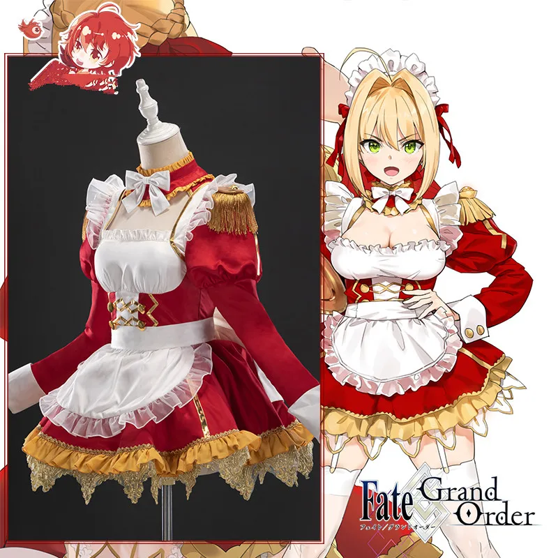 Популярная игра Fate Grand Order Nero для косплея костюмы Милая Красная горничная наряд