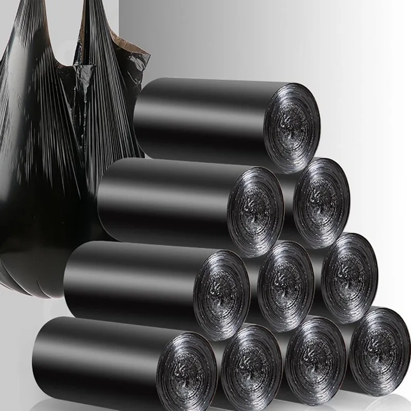 Фото 5 рулонов = 100 шт. большие мешки для мусора черные утолщенные Одноразовые