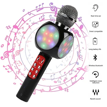 Microphone with LED light Karaoke Microphone,4 in 1 Wireless Handheld Bluetooth FM broadcast function, Dancing LED Lights
Microphone with LED light Karaoke Microphone,4 in 1 Wireless Handheld Bluetooth FM broadcast function, Dancing LED Lights