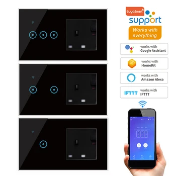 Wifi Touch Switch with UK Standard Socket Remote Control For Google home Amazon Alexa 1 2 3 Gang Smart Wifi Switch
Wifi Touch Switch with UK Standard Socket Remote Control For Google home Amazon Alexa 1 2 3 Gang Smart Wifi Switch