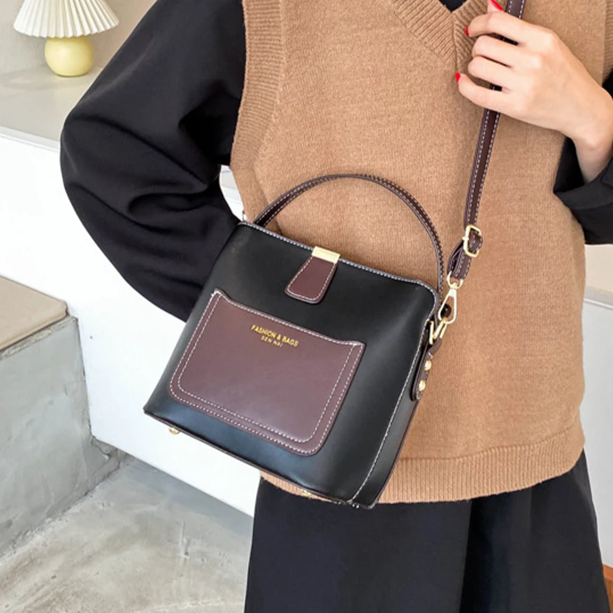 Vintage Women's Bucket Bag Panelled Thread Women Shoulder Bag Luxury Ladies Handbag High Quality Pu Female Crossbody Bag
Vintage Women's Bucket Bag Panelled Thread Women Shoulder Bag Luxury Ladies Handbag High Quality Pu Female Crossbody Bag