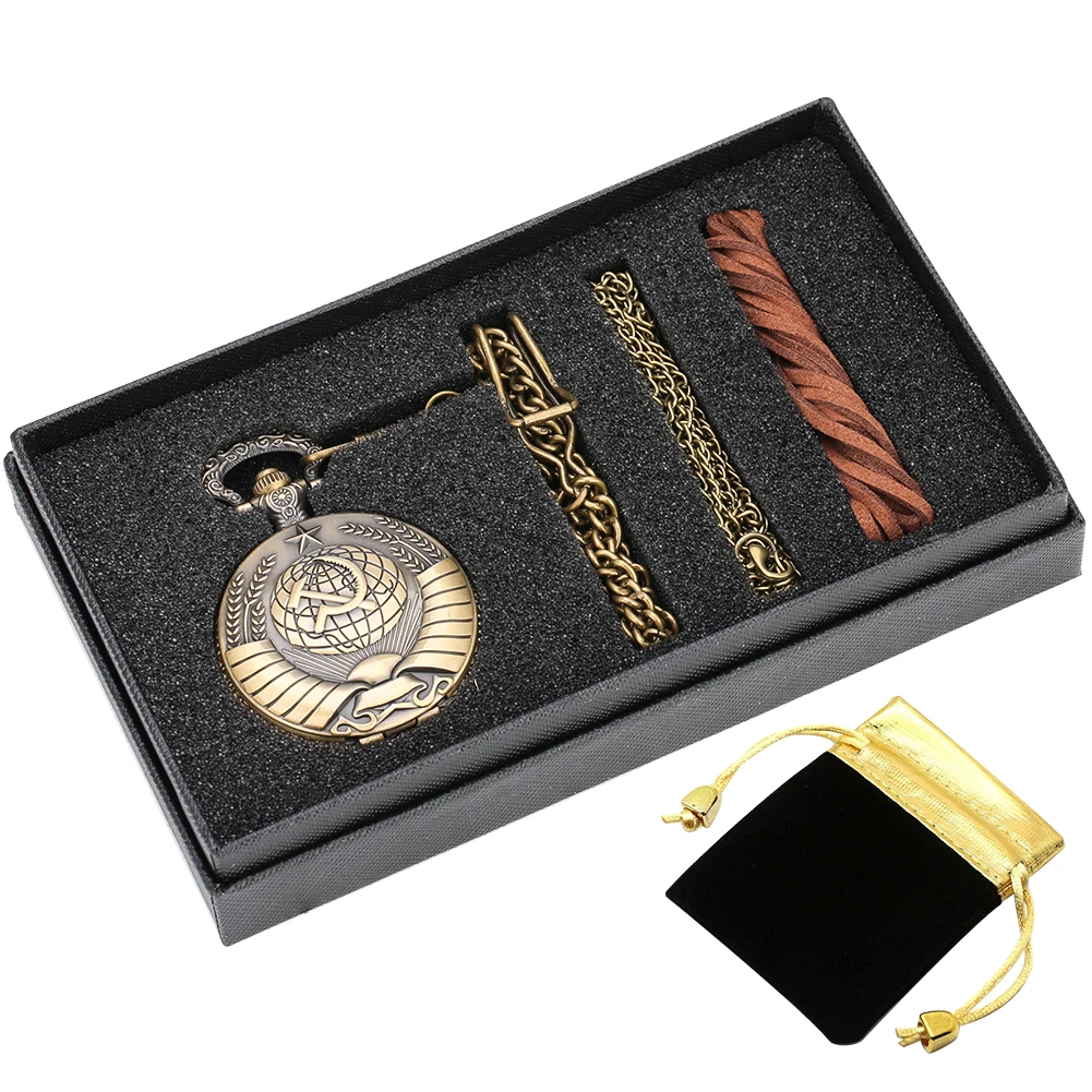 Pocket Watch Gifts Box Set Bronze Communist Symbol Pattern Case Arabic Numerals Dial Pocket Watch Pendant Chain Unisex
Pocket Watch Gifts Box Set Bronze Communist Symbol Pattern Case Arabic Numerals Dial Pocket Watch Pendant Chain Unisex