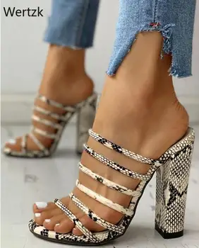 Women sandals snake print strappy mule heels sandals slippers women high heels flip flops square toe slides party shoes wom B500
Women sandals snake print strappy mule heels sandals slippers women high heels flip flops square toe slides party shoes wom B500
