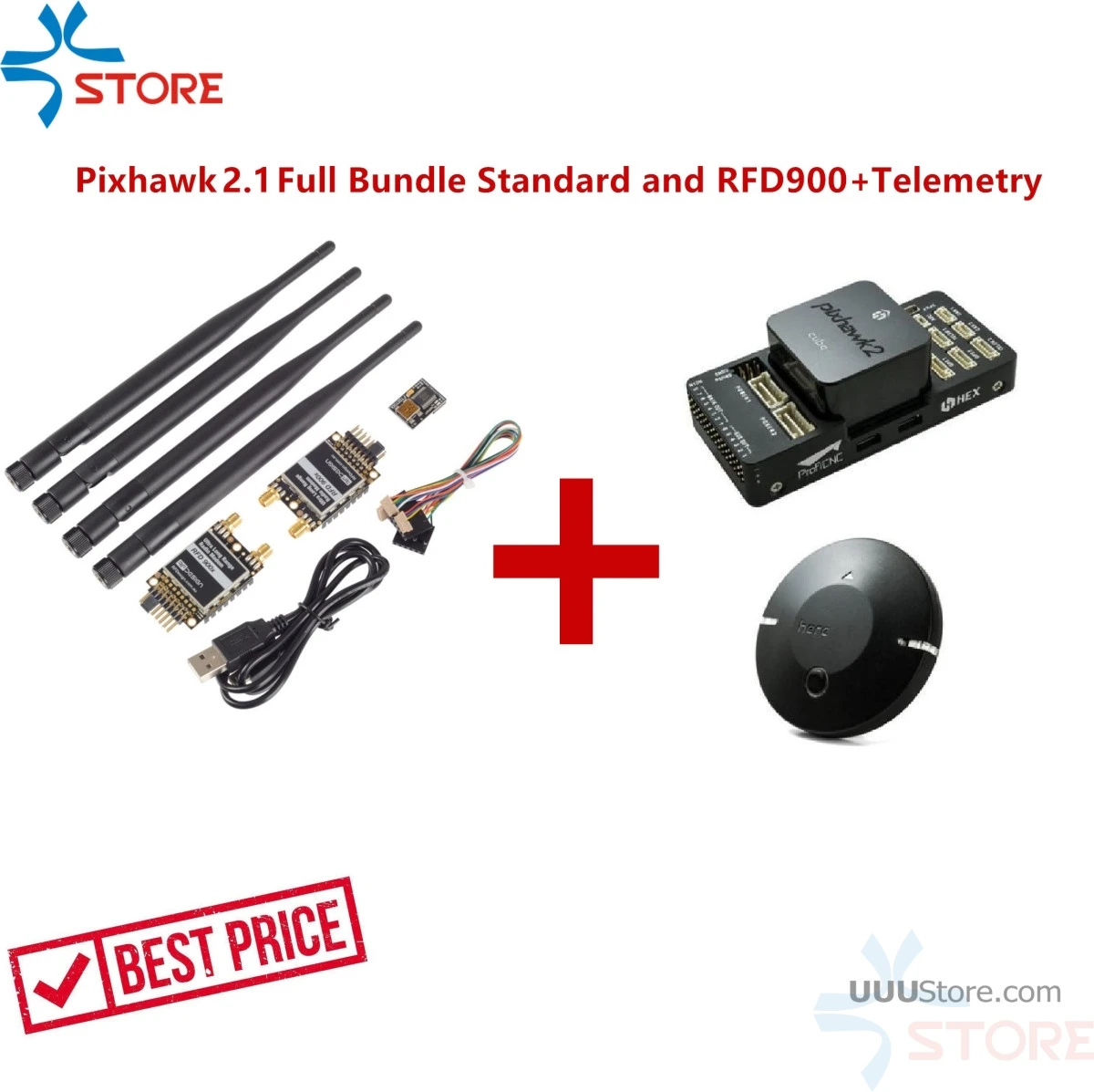 Hex Technology Pixhawk 2.1 Full Bundle Standard Carrier Board RFD900+ Telemetry Combo