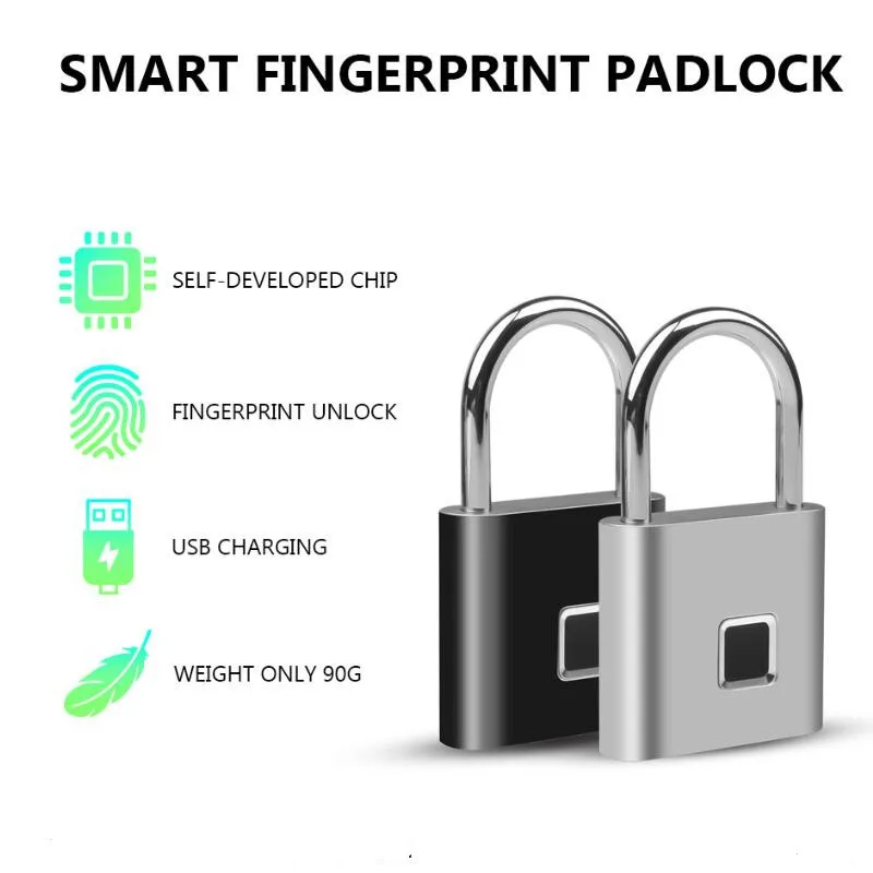 Keyless Fingerprint Lock USB Rechargeable Intelligent Fingerprint Padlock Quick Unlock Anti-theft Safety Security Padlock Drawer
Keyless Fingerprint Lock USB Rechargeable Intelligent Fingerprint Padlock Quick Unlock Anti-theft Safety Security Padlock Drawer