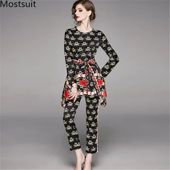 Runway Fashion Vintage Printed 2 Piece Pant Suits Sets Women Sashes Tops + Straight Pants Suits 2020 Spring Fashion 2 Pcs Sets
Runway Fashion Vintage Printed 2 Piece Pant Suits Sets Women Sashes Tops + Straight Pants Suits 2020 Spring Fashion 2 Pcs Sets