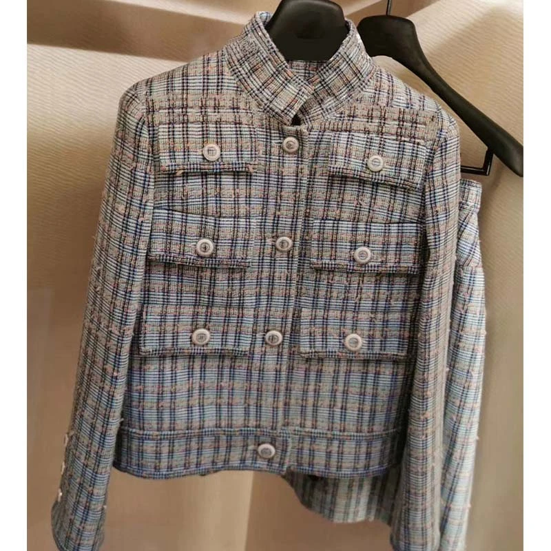 Cosmicchic 2020 Spring Luxury Runway Design Blue Plaid Tweed Elegant Slim Jacket Stand Collar Pocket Button Retro Female Coat
Cosmicchic 2020 Spring Luxury Runway Design Blue Plaid Tweed Elegant Slim Jacket Stand Collar Pocket Button Retro Female Coat