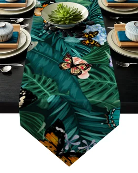 Palm Leave Butterfly Tropical Plant Green Table Runner Table Flag Home Party Decorative Tablecloth Table Runners 
Palm Leave Butterfly Tropical Plant Green Table Runner Table Flag Home Party Decorative Tablecloth Table Runners