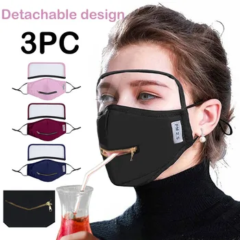 3PC Unisex Adult Zipper Opening Design Protective Face Mask With Eyes Shield Detachable Transparent Visual Splatter Screen
3PC Unisex Adult Zipper Opening Design Protective Face Mask With Eyes Shield Detachable Transparent Visual Splatter Screen