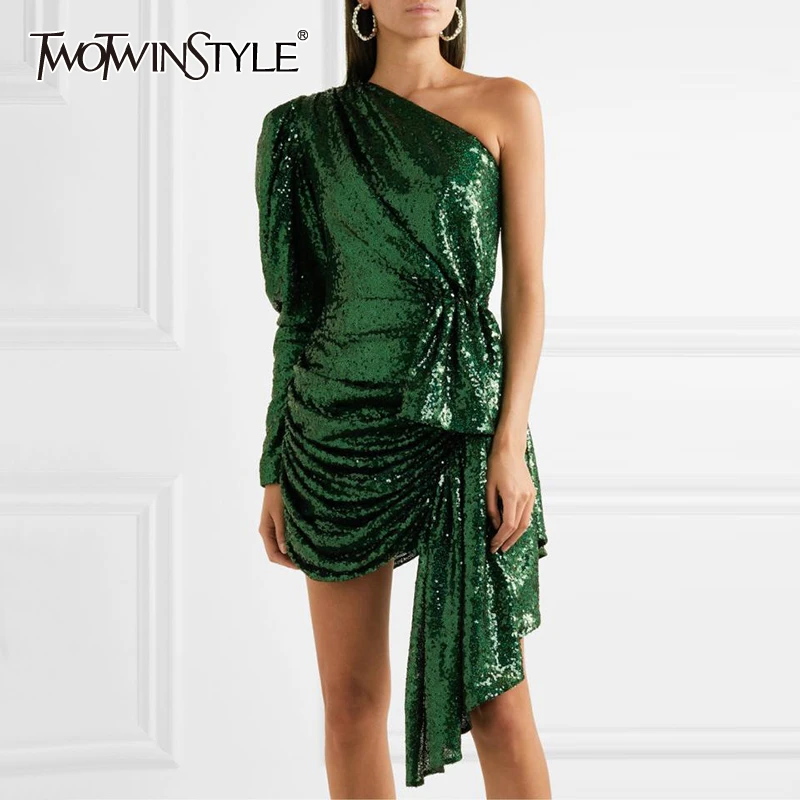 Асимметричное платье TWOTWINSTYLE асимметричное с блестками длинными