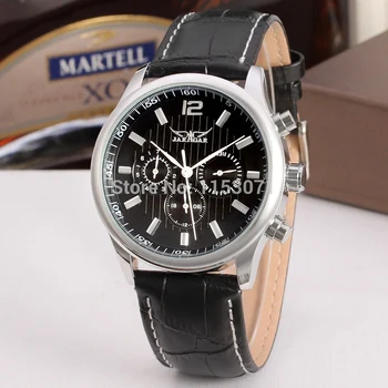 JARAGAR 3 Dial Calendar Display Men Business Series Silver Case Men Watch Top Brand Luxury Genuine Leather Strap Automati
JARAGAR 3 Dial Calendar Display Men Business Series Silver Case Men Watch Top Brand Luxury Genuine Leather Strap Automati