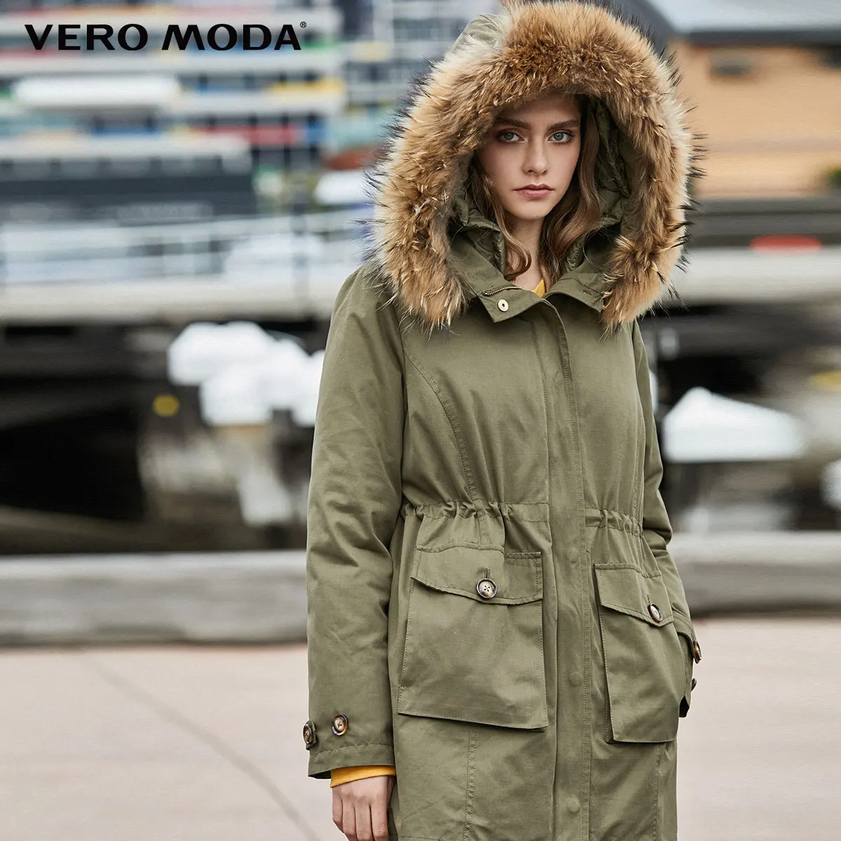 Vero Moda съемный меховая подкладка воротник парки пальто пуховик | 319423517 Женская