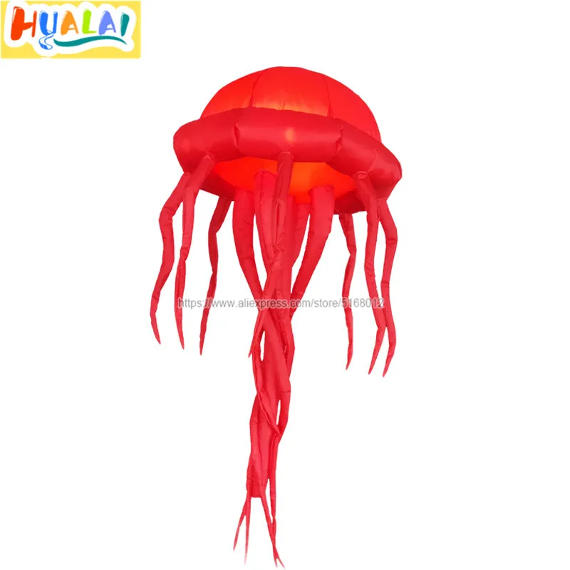 

led lighting Inflatable jellyfish balloon pendent decorations for party wedding nightclub concert red 6.5 ft high free shipping