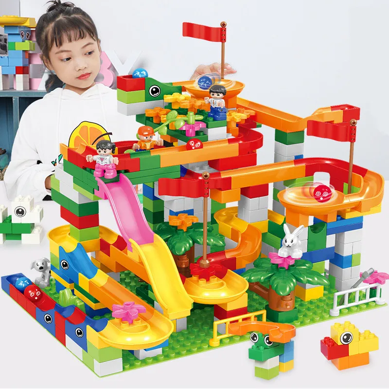 Big Size Marble Race Run Maze Ball Track DIY Building Blocks Sets LegoINGLs Duploe Friends Funnel Slide Bricks Toys for Children
Big Size Marble Race Run Maze Ball Track DIY Building Blocks Sets LegoINGLs Duploe Friends Funnel Slide Bricks Toys for Children