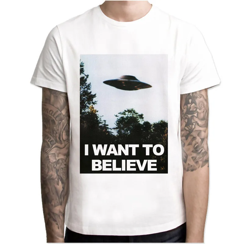 Футболка с клоуном футболка надписью X Fils I Want To Believe Мужская Уличная потрясающим