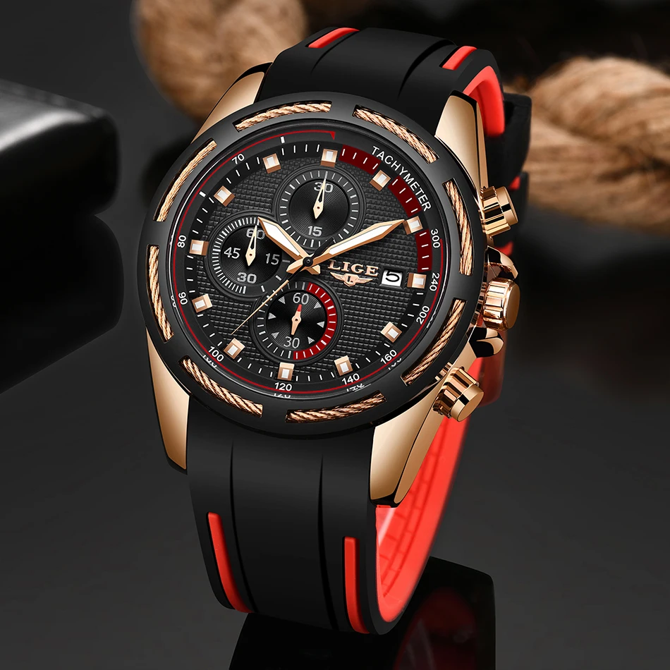 Фото 2019 LIGE Wrist Watches Men Waterproof Fashion Luxury Brand Sport Clock Men's Wristwatch Quartz Relogio Masculino Silicone Strap |