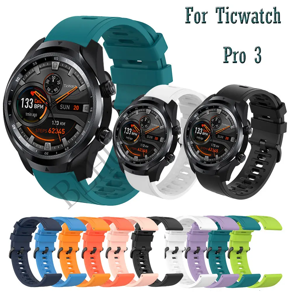 

Silicone Strap For Ticwatch Pro 3 GPS / GTX / E2 / S2 LTE Smart 22mm Watchband Wristband for Ticwatch 2 / Ticwatch E Bracelet