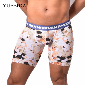 

YUFEIDA Sexy Men's Underwear Boxers Print Breathable Low Rise Underpants Boxer Shorts Trunks Male Gay Bulge Pouch Sissy Panties